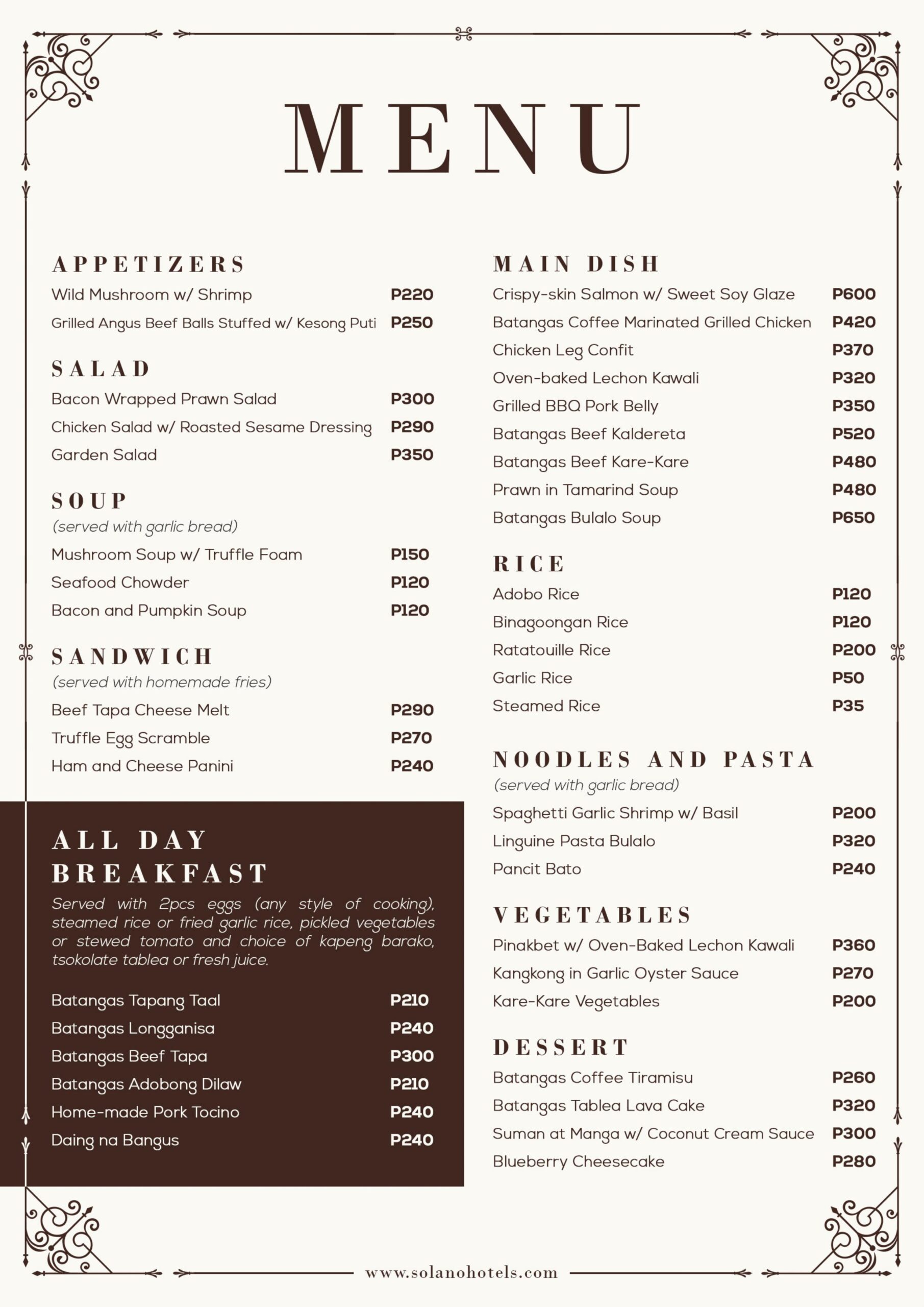 Dining Solano Hotels